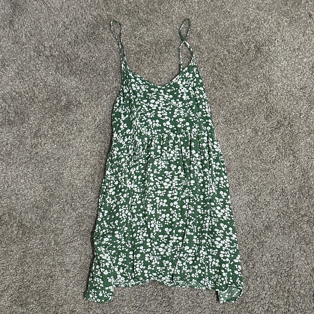 ROMWE Green Floral Mini Dress